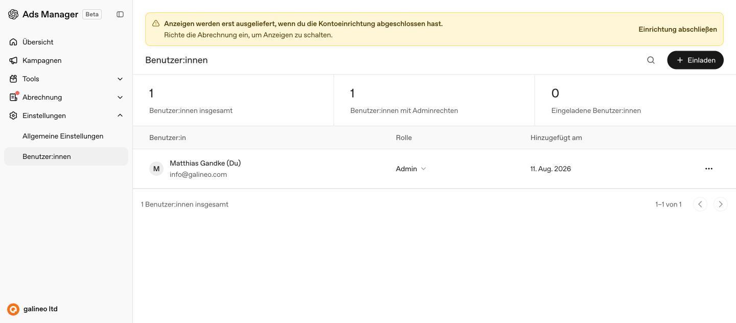 Benutzerverwaltung mit Rollen und Einladungen